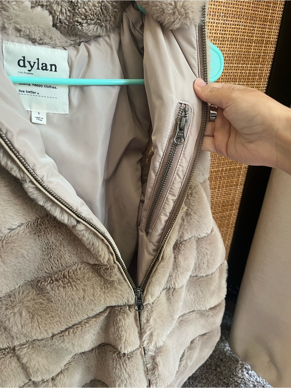 dylan Plush Faux Fur Vest in Taupe - Picture 4 of 5